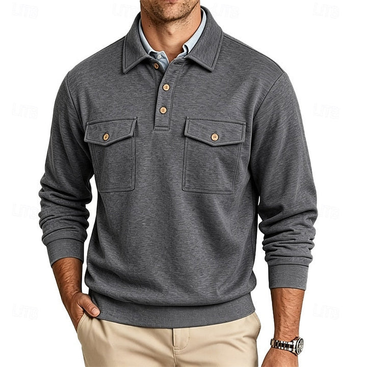 Harold | Verfijnde Lange Mouwen Pocket Polo Shirt