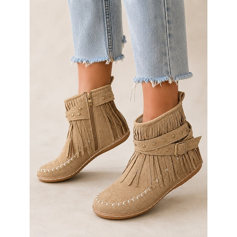 Susannah | Franje Moccasin Enkellaarsjes