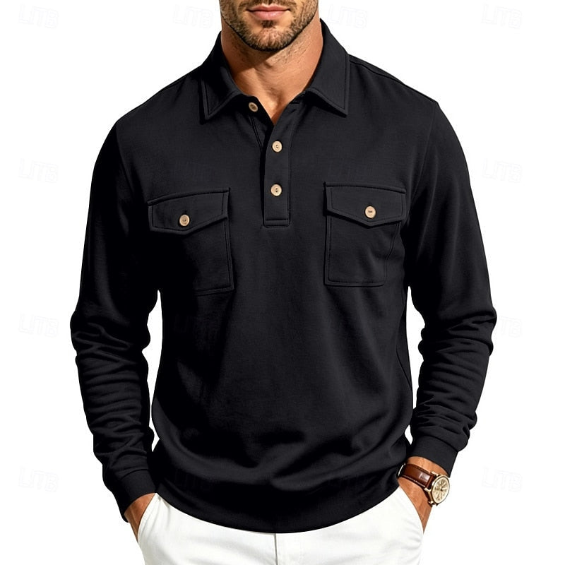 Harold | Verfijnde Lange Mouwen Pocket Polo Shirt